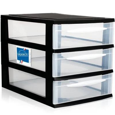 Produktbild von Schubladenbox A4 Schubladenschrank Kunststoff Schreibtisch Organizer mit 3 transparenten Schubladen je 5,45L Aufbewahrungsturm