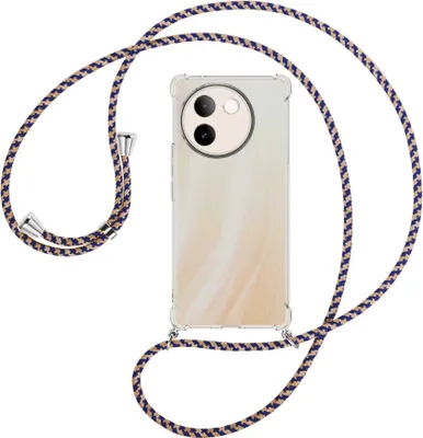 Produktbild von Handykette Backcover-Schutzhülle mit Band (Metall silberfarben) für vivo V30e 5G - blau+beige