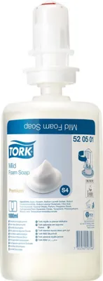 A bottle of Tork Mild Foam Soap.