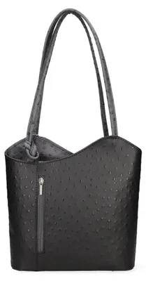 Produktbild von Damen Ledertasche Straußenleder Convertible Rucksack Weiß und White/Cognac UNICA 28x25x9 cm