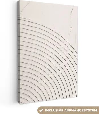 Produktbild von MuchoWow® - Leinwandbilder - Kunst - Weiß - Linien - Abstrakt, Wandbild, Wanddeko Bilder Wohnzimmer, 80x120 cm