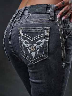 Produktbild von WD436 Damen Slim-Fit-Jeans mit auffälligen Stickereien