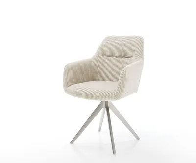 Produktbild von DELIFE Esszimmerstuhl Pejo-Flex Cord Beige Kreuzgestell kantig Edelstahl Taschenfederkern