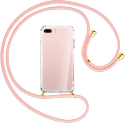 Produktbild von Handykette Backcover-Schutzhülle mit Band (Metall goldfarben) für Apple iPhone 7 Plus / 8 Plus - rosa