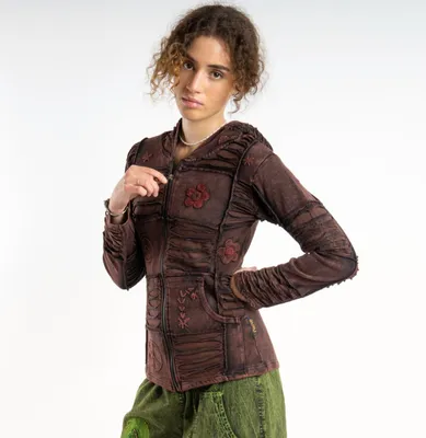 Produktbild von Boho Capuchonjasje, Patchwork, Größe M, aus Baumwolle, für den Alltag