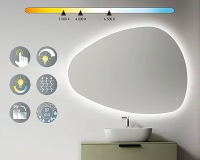 Obrázek produktu pro Zrcadlo s osvětlením form&style NAVASSA s ochranou proti zamlžení 120 x 80 cm IP 44