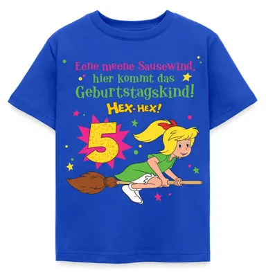 Produktbild von Spreadshirt Bibi Blocksberg Geburtstagsdesign 5 Jahre Kinder T-Shirt, 98/104 (3-4 Jahre), Royalblau