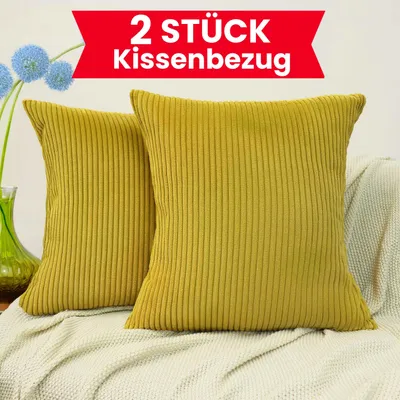 Produktbild von 2 Stück - 45x45 cm Kissenbezüge - 2er Set Kissenbezug - Kissenhüllen - Zierkissenbezüge für Sofakissen Dekokissen Kissen Zierkissen - Sonnentraum