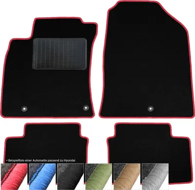 Immagine prodotto di tappetini moto-MOLTICO tappetini auto velours tappetini auto neri set 4 pezzi adatto per Hyundai i40 dal 2011 (rosso - cuciture decorative)