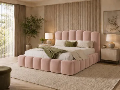 Produktbild von Emlar Polsterbett Velaro MAX 200x200 cm - Bett mit Bettkasten & Lattenrost - Velvet-Stoff - Doppelbett mit Stauraum Rosa (Magic Velvet 2253)