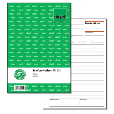Produktbild von SIGEL TN515 Telefon-Notizen, A5, 50 Blatt
