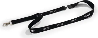 Zdjęcie produktu dla DURABLE Ta?ma tekstylna 20 z nadrukiem ''STAFF'' z karabi?czykiem, Czarny, 823901, 10 szt.