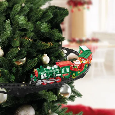 Produktbild von Weihnachtsbaumzug mit Lichtern und Musik – Batteriebetrieben – Weihnachtszug-Dekoration mit Weihnachtsmann – Für den Weihnachtsbaum 1 Stück [DA00352]