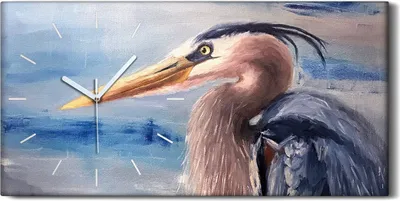 Produktbild von Wohnzimmer-Bild Leinwand Uhr Geräuschlos 60x30 Malerei Tier Vogel Kunst - weiße Hände