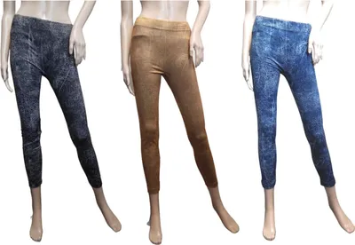 Zdjęcie produktu dla Legginsy Smarttex z nadrukiem imitującym skórę, zestaw 3 sztuk – rozmiar L