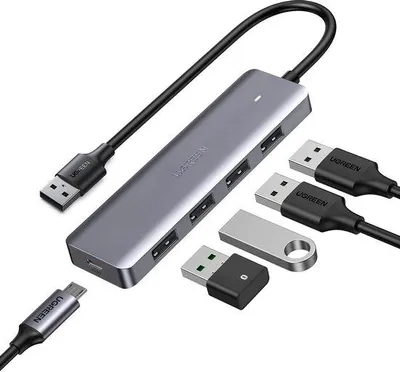 Produktbild von USB-Hub mit 4 USB 3.0-Porten und Stromversorgung - Datenstation für PS5, PS4, Xbox und PC