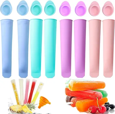 8er-Set Silikon-Eisformen mit Stielen, BPA-frei, 100 ml