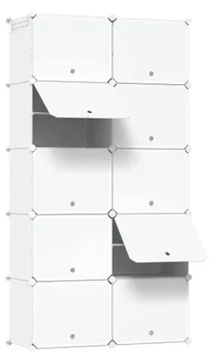 Produktbild von Schuhschrank - Schuhorganizer - 10 Fächer - 40 Paar - 94 x 180 x 36,5 cm - Kunststoff - Zur Selbstmontage - Weiß