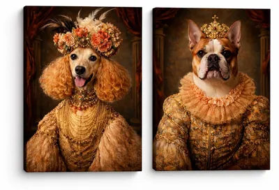 Immagine prodotto di Elzusha - Set di 2 decorazioni da parete con cani in stile rinascimentale