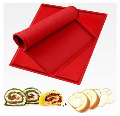 Produktbild von Silikon Backmatte, 2 Stück, Antihaftbeschichtet, Groß, Rutschfest, Backform für Kuchen, Kekse (Rot)