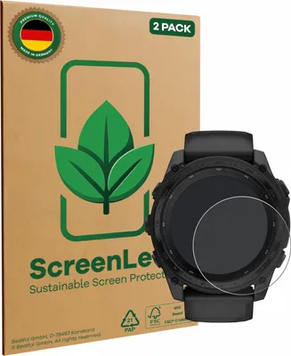 Produktbild von 2x ScreenLeaf Schutzfolie für Garmin Tactix 8 Solar (51 mm) nachhaltiger Displayschutz Display Schutz Folie Klar Transparent