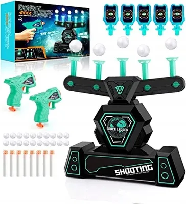 Produktbild von Geschicklichkeitsspiel Schwebende Zielscheibe Raumfahrtpistole Zwei Pistolen Grosses Set