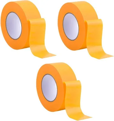 Produktbild von 3 x Rollen - Profi Goldband Klebeband 50 m Rolle x 50 mm -  Malerband Gold Kreppband - Abdeckband für Maler und Lackierer - Krepp für Innen und Außen - Malerkrepp -  Klebeband für Malerarbeiten