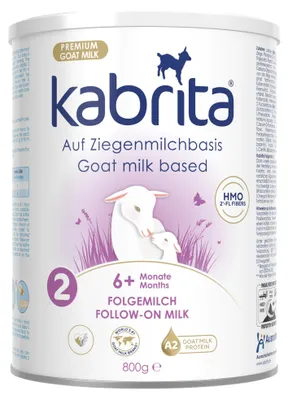 Produktbild von KABRITA | Ziegenmilch Folgemilch/Stage 2 6-12 Monate | Hochwertige Babynahrung - Baby Milch nahrhaft* und sanft zum Babybauch | Inhalt: 800g Babynahrung-Milchpulver