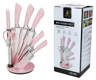 Obrázek produktu pro Sada kuchyňských nožů, ergonomická rukojeť, odolná nerezová ocel, růžová