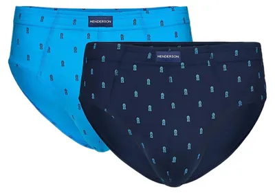 Image de Lot de 2 slips classiques Henderson, confortables, 100% coton, bleu marine, taille 4XL