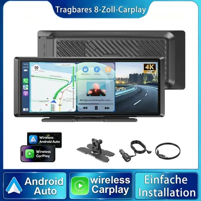 Produktbild von Autoradio Display Touchscreen 8 1 Zoll mit Wireless Carplay Android Auto Bluetooth FM Radio AUX Eingang Freisprechfunktion Navigationssystem Kfz Multimedia