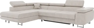 Produktbild von MEBLINI Schlafcouch mit Bettkasten - Ecksofa mit Schlaffunktion - Sofa mit Relaxfunktion und Kopfstützen - Couch L-Form - Eckcouch - Wohnlandschaft - CARL - 272x202x63cm Links - Beige Samt