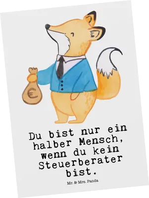 Produktbild von Mr. & Mrs. Panda Postkarte Steuerberater Herz - Weiß - Geschenk, Ansichtskarten, Fotokarte, Ansichtskarte, Grußkarte, Postkarten