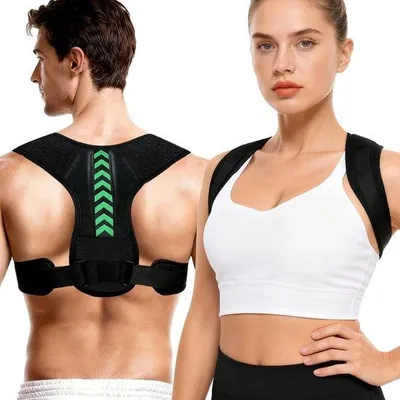 Immagine prodotto di Correttore posturale – supporto lombare flessibile per uomo e donna – sostiene la parte superiore e centrale della colonna vertebrale – supporto lombare traspirante per migliorare la postura e alleviare il dolore