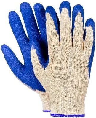 Produktbild von 50 Paar Arbeitshandschuhe Montagehandschuhe Baumwolle Latex Größe L-9 blau