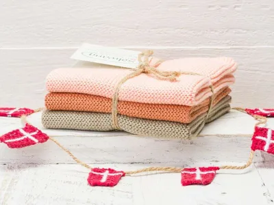 Produktbild von Solwang Wischtuch OLIVEN APRIKOSEN KOMBI gestrickt 3er Set Küchentuch Putztuch