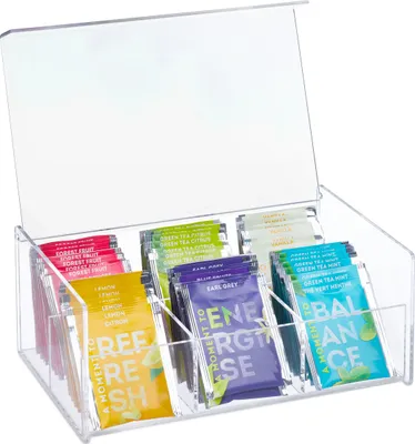 Produktbild von relaxdays Transparente Teebox mit 6 Fächern