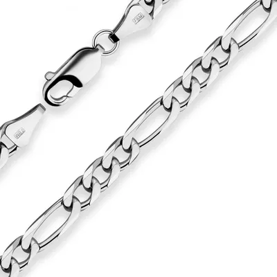 Produktbild von 5mm Armband Figarokette diamantiert Armschmuck aus 925 Silber rhodiniert 19cm