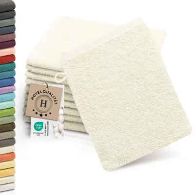 Produktbild von 10er Set Waschlappen aus Baumwolle, 16x21 cm, creme (karamel)
