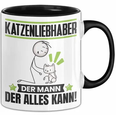 Produktbild von Katzenliebhaber Tasse Geschenk für Katzenliebhaber Der Mann Der Alles Kann Geschenkidee zum Geburtstag (Schwarz)