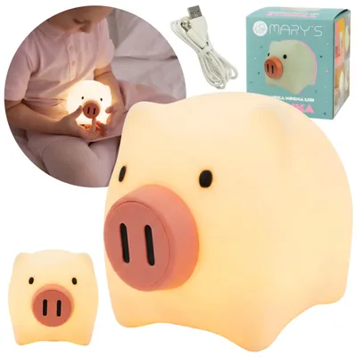 Produktbild von Mary's Silikon-LED-Nachtlicht Schweinchen, Lampe fürs Kinderzimmer, USB-betrieben