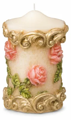 Produktbild von Zierkerze Rosenornament Creme 11 x 6,5 cm, KI-generiertes Bild
