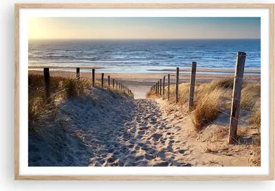 Produktbild von Gerahmtes Poster - Rahmen in heller Eiche - Meer Strand Düne - 91,5x61 cm - Wand Bild - Wanddeko - Wandbilder - Kunstposter - Wandposter - Bilderrahmen - Bilder - Kunstdruck - Wandbild P2NAA91x61-3612