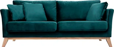 Produktbild von Miliboo - Sofa skandinavisch 3 Plätze abnehmbaren Bezügen blauem Samt OSLO