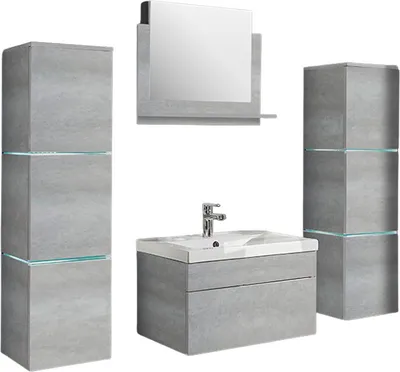 Produktbild von HOME DELUXE - Badmöbel-Set - WANGEROOGE Grau - X-Large - inkl. Waschbecken und komplettem Zubehör - Breite Waschbecken: ca. 60 cm | Badezimmermöbel Waschtisch Badmöbelset
