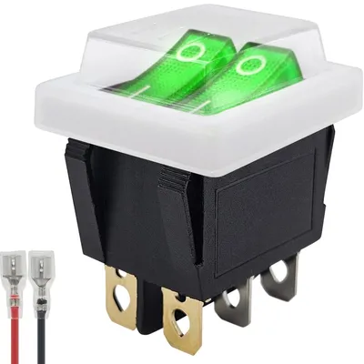 Produktbild von ProRide Doppel-Wippschalter KCD6-202 Grün mit Abdeckung 250V/16A