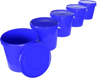Produktbild von Eimer mit Deckel 10 L | Vorratseimer | Lebensmittelecht Blau | PP | 5 Stück