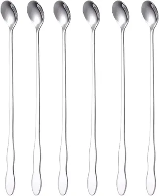 Produktbild von Rührlöffel mit langem Griff, Eistee-Kaffeelöffel, Edelstahl-Teelöffel, Cocktail-Rührlöffel – 6er-Set