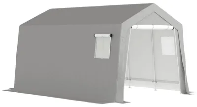 Image de Tente de stockage pour équipements - Étanche - Avec portes - Avec fenêtres - 300 x 447 x 255 cm - Gris clair