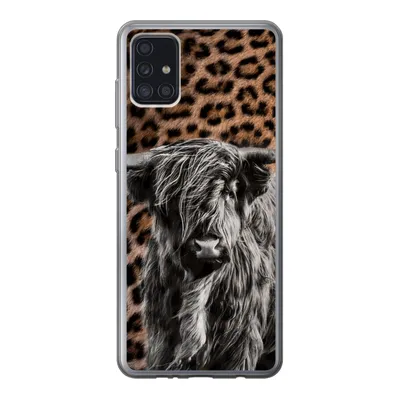Produktbild von MuchoWow® Handyhülle Schutzhülle Hülle für Samsung Galaxy A52 5G Schottischer Highlander - Pantherdruck - Schwarz - Weiß Silikon Softcase Handy Hülle - Umschlag